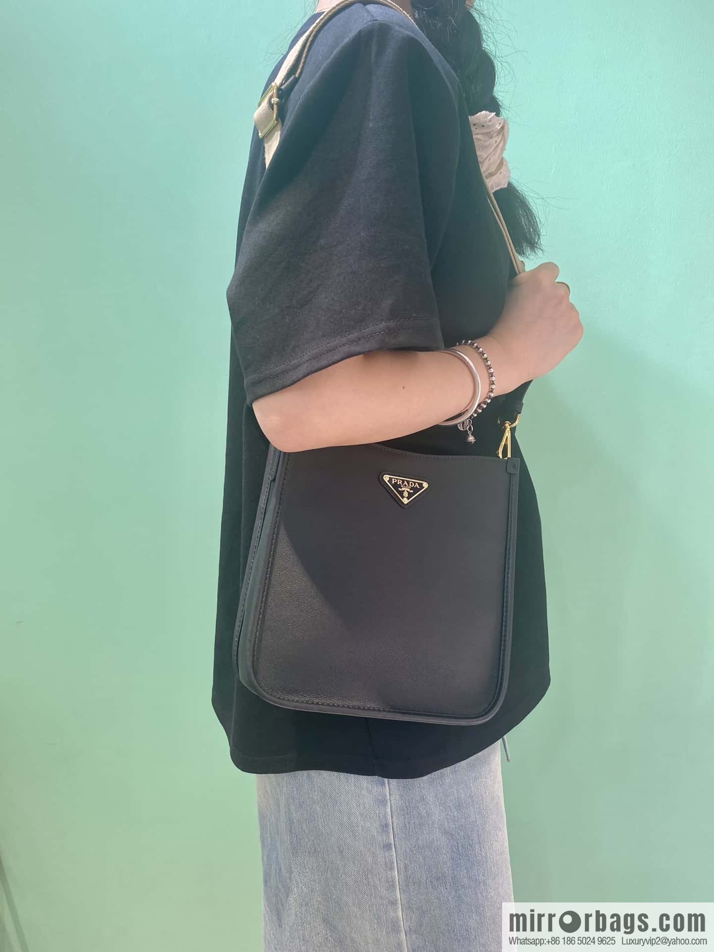 PRADA 👏 new shoulder strap bag 👏 1B H220 🎉 tote bag black