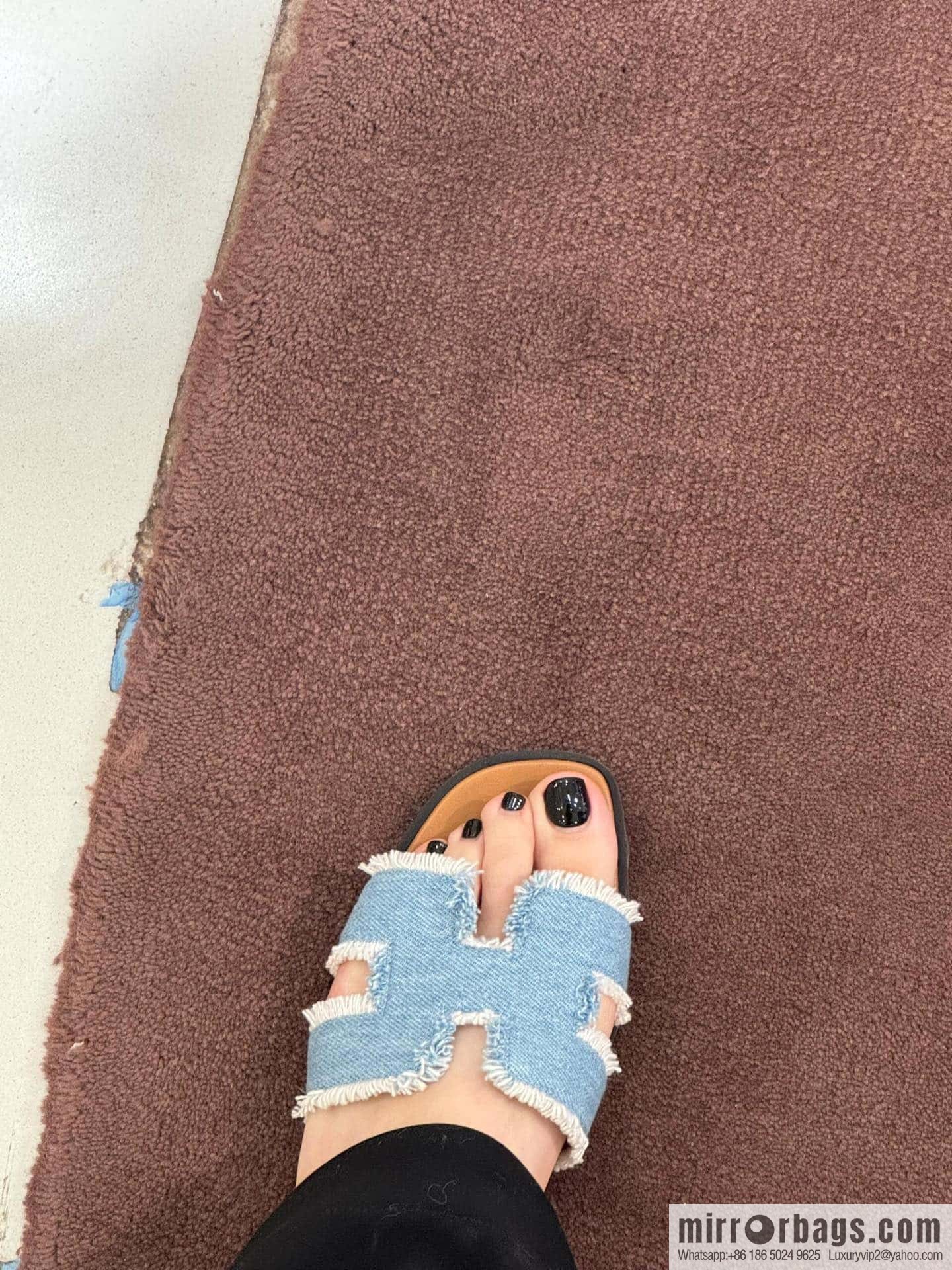 The latest denim tassel slippers from Hermès