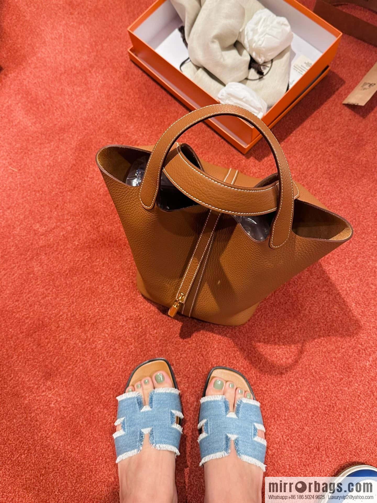 The latest denim tassel slippers from Hermès