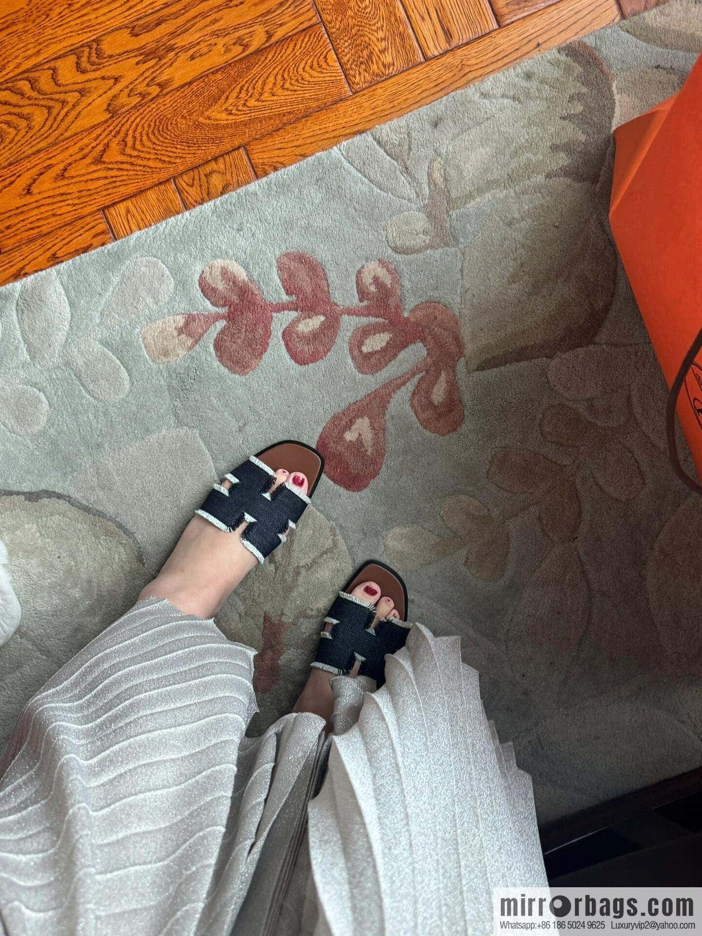 The latest denim tassel slippers from Hermès