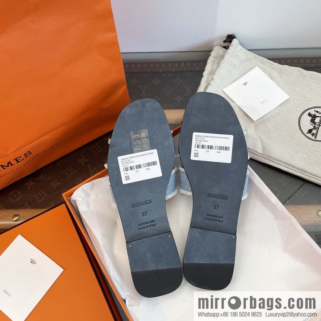 The latest denim tassel slippers from Hermès