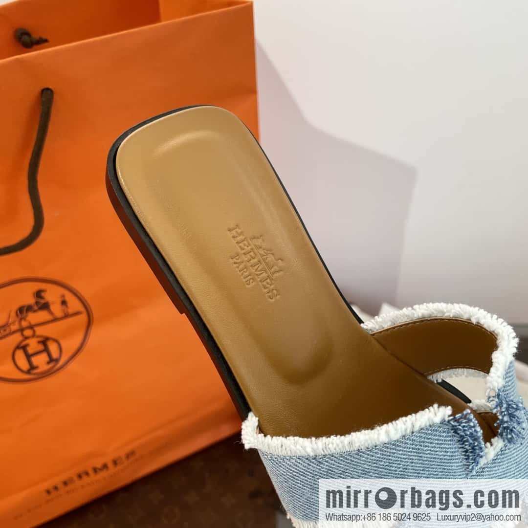 The latest denim tassel slippers from Hermès