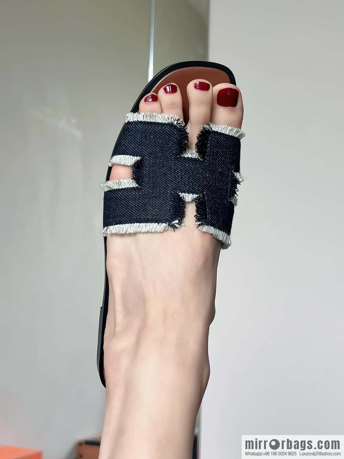 The latest denim tassel slippers from Hermès