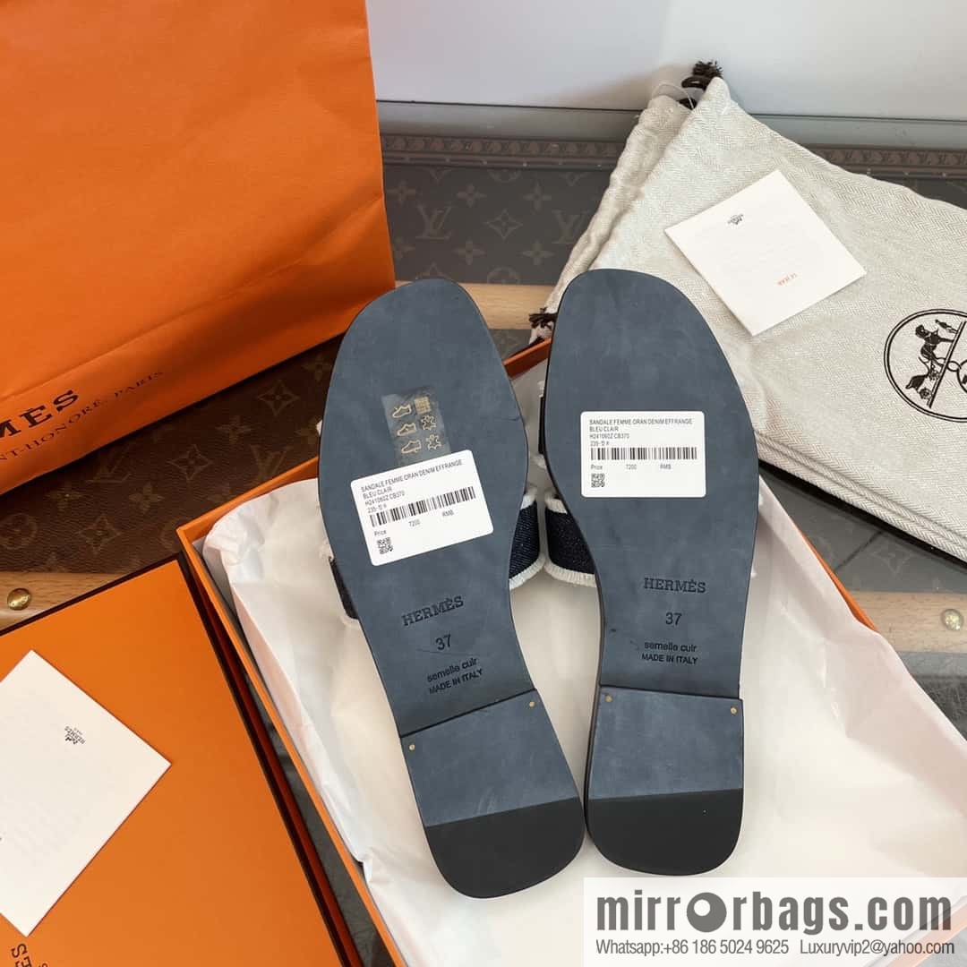 The latest denim tassel slippers from Hermès