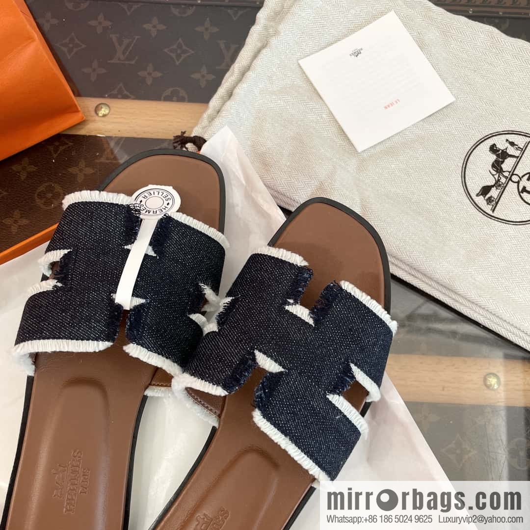 The latest denim tassel slippers from Hermès