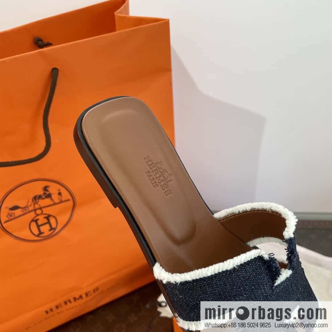 The latest denim tassel slippers from Hermès