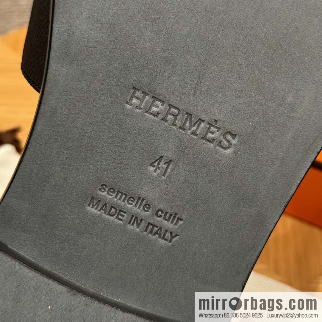 Hermès 183 GABRIEL men's sandals, black/ck89/Black palm print/Epsom