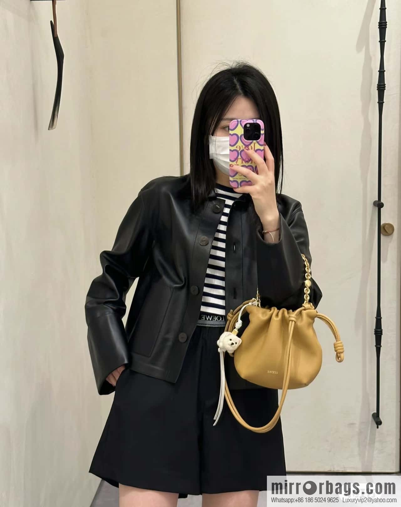 LOEWE Flamenco Purse Bag 0704 Yellow 23cm