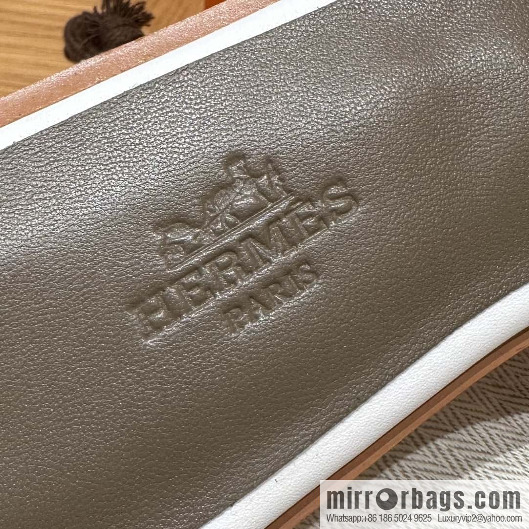 Hermès 196 Santorini Sandals 50 Plain Weave/Swift White/01/Blanc