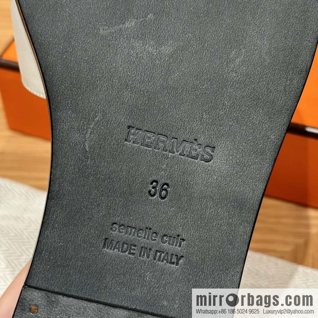 Hermès 183Kelly tow sandals Gigi plain weave/Swift milkshake white/ck10/Craie/Nude pink