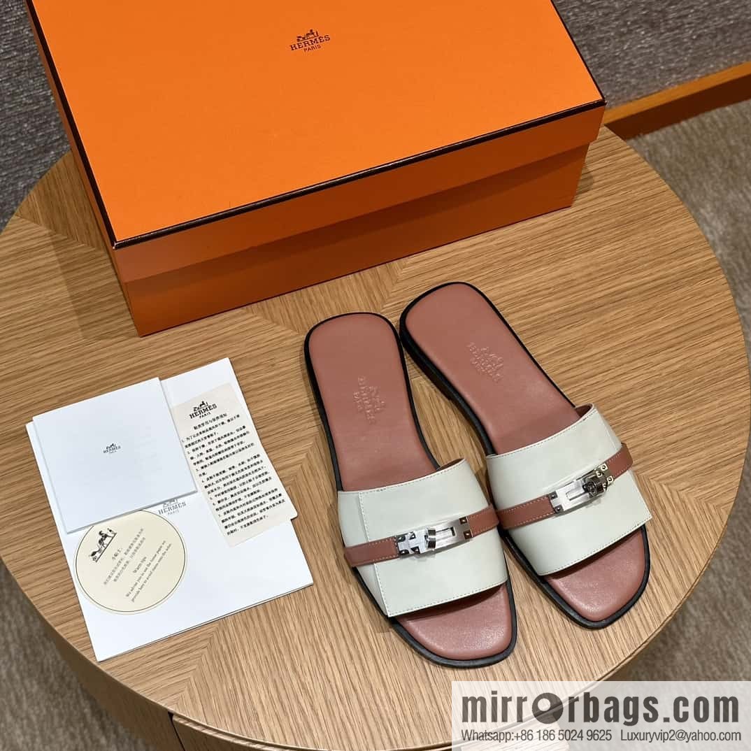 Hermès 183Kelly tow sandals Gigi plain weave/Swift milkshake white/ck10/Craie/Nude pink
