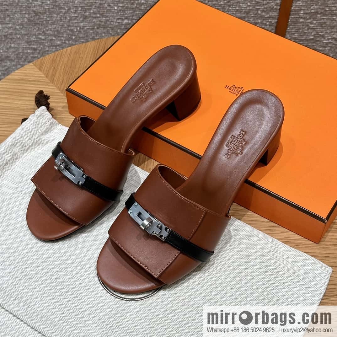 Hermès 187 Gigi Kelly High Heels, Flat Weave/Swift Saddle Red/OG/Rouge Sellier/Black/89/Black