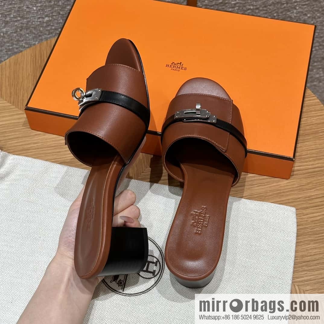 Hermès 187 Gigi Kelly High Heels, Flat Weave/Swift Saddle Red/OG/Rouge Sellier/Black/89/Black