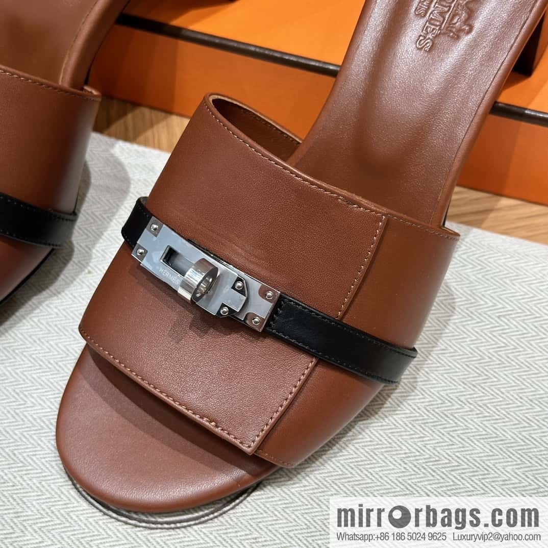 Hermès 187 Gigi Kelly High Heels, Flat Weave/Swift Saddle Red/OG/Rouge Sellier/Black/89/Black