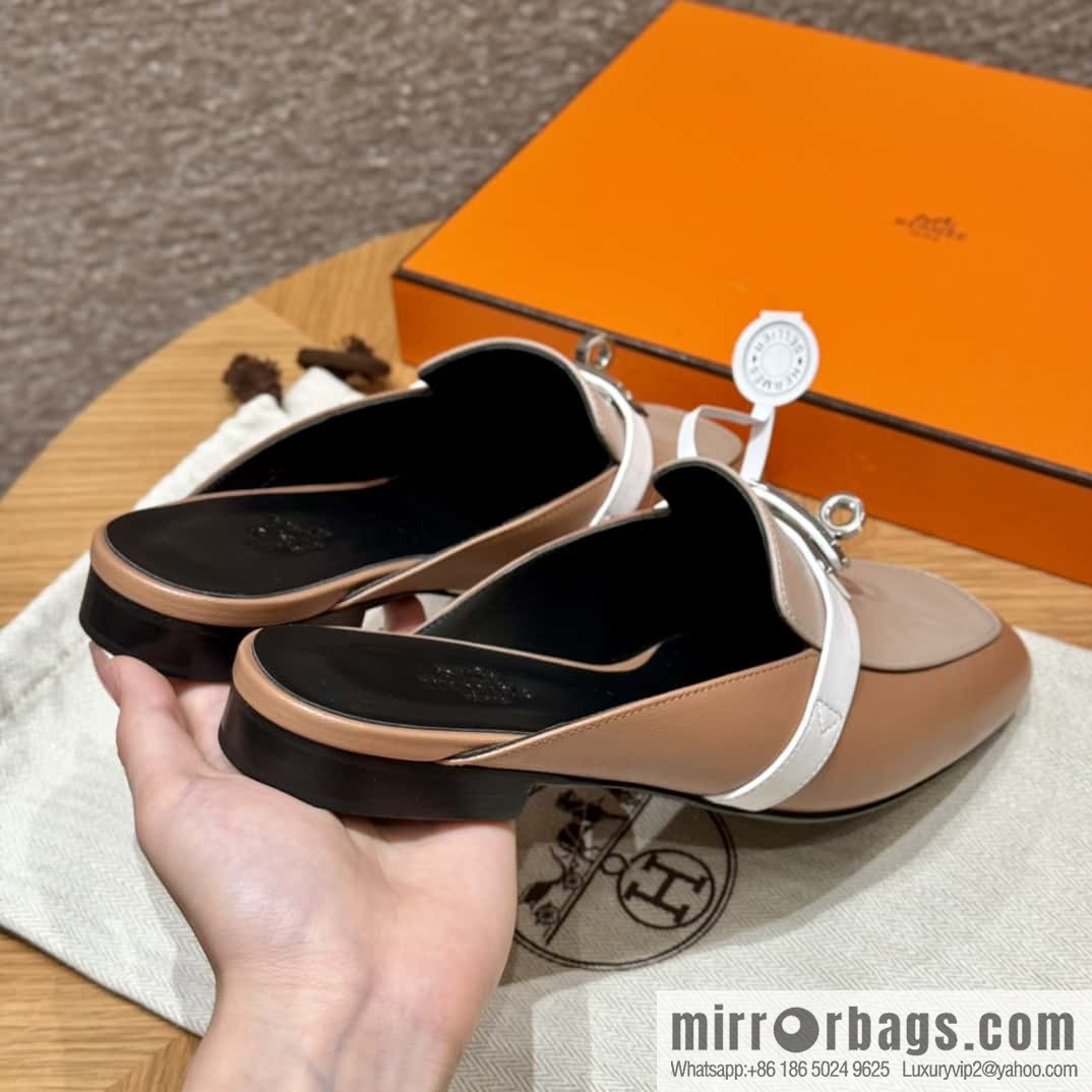 Hermès 181 Oran Sandals, Palm Print/Epsom Pearl Rose/Pearl rose