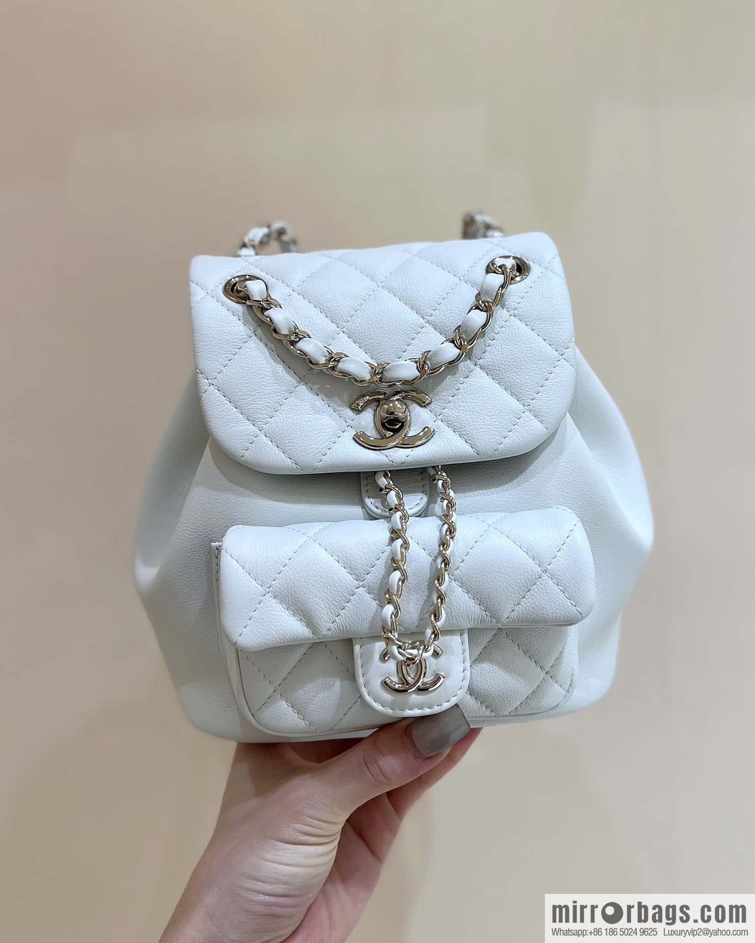 CHANEL classic ten thousand years duma small backpack AS2908 white