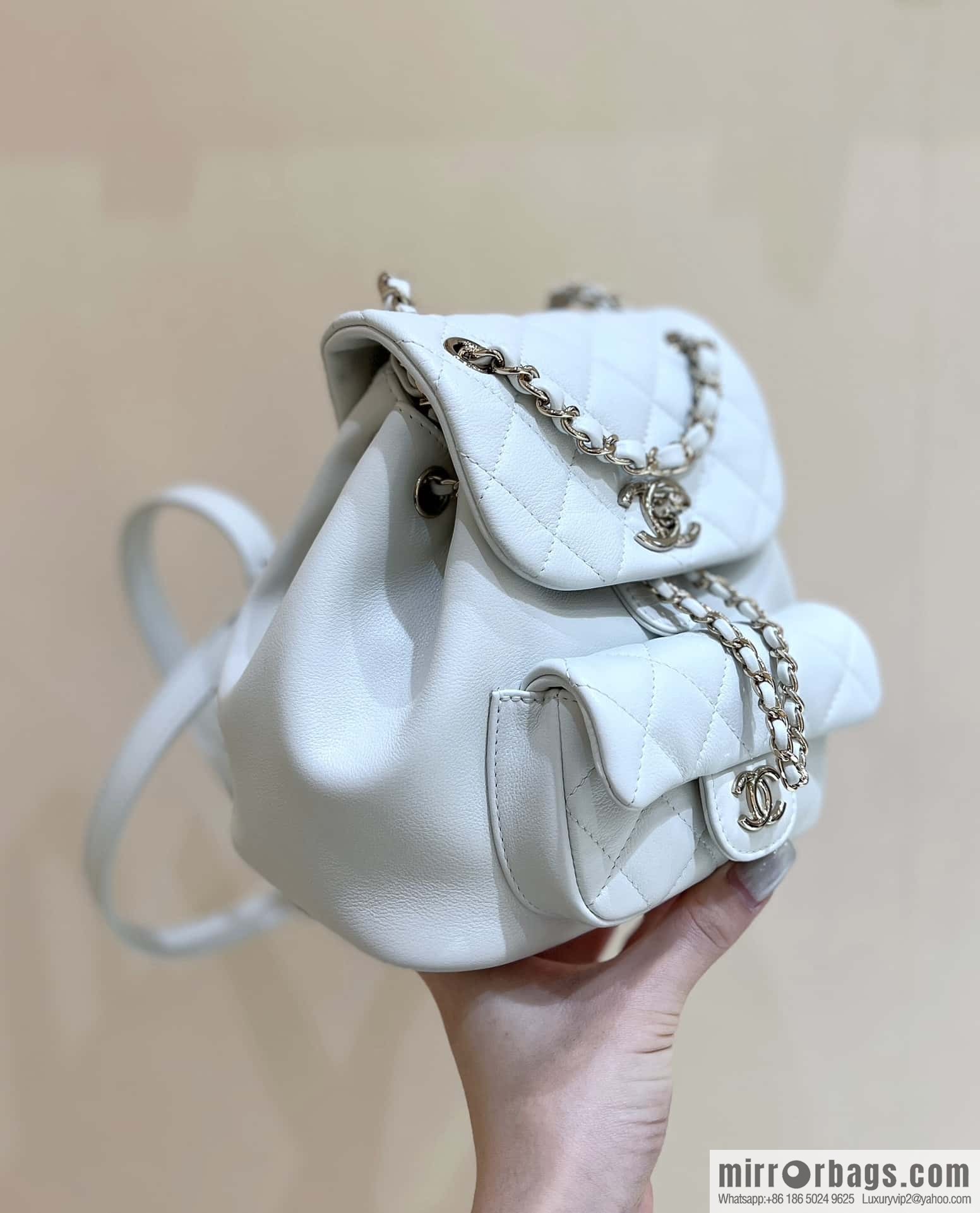 CHANEL classic ten thousand years duma small backpack AS2908 white