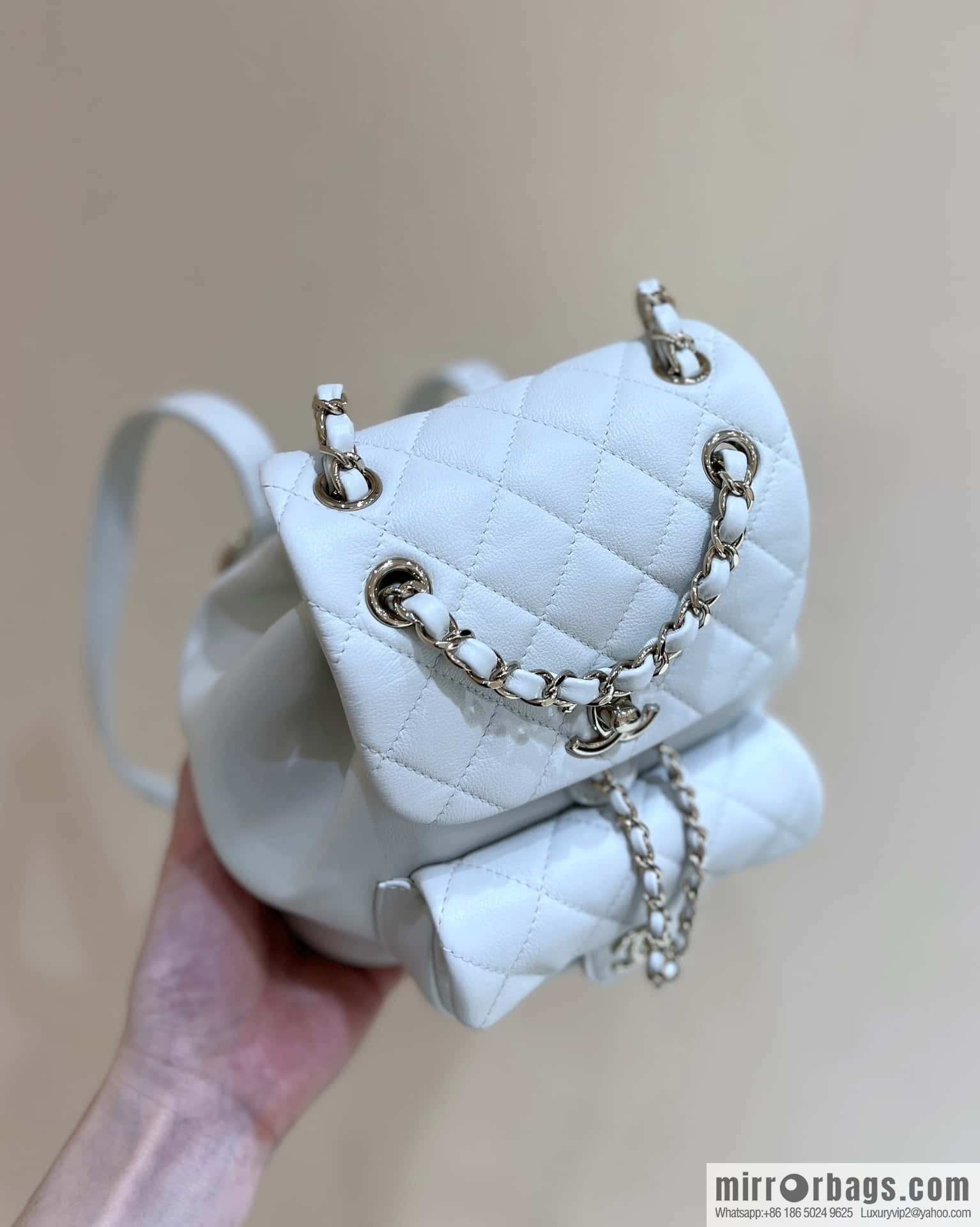 CHANEL classic ten thousand years duma small backpack AS2908 white