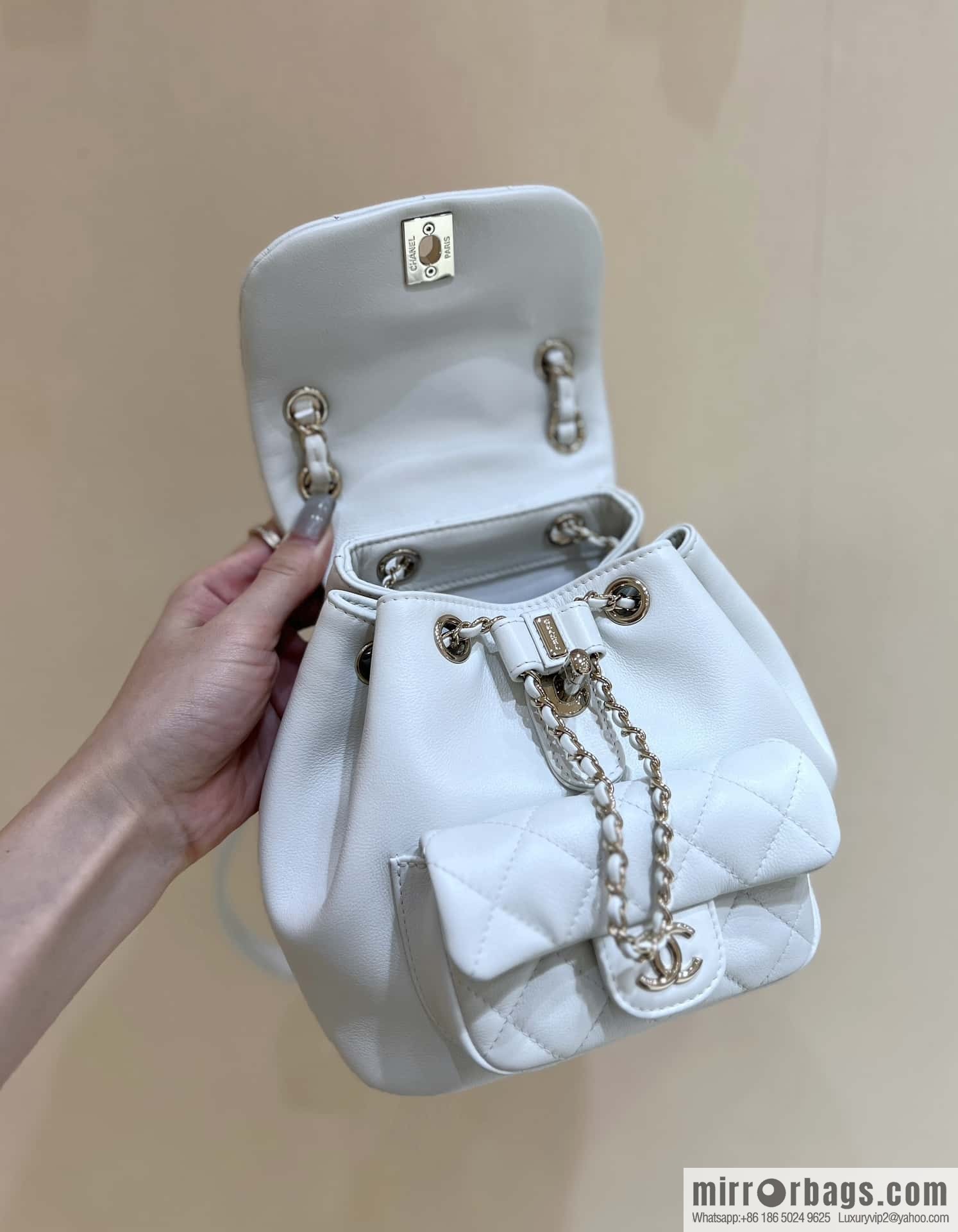 CHANEL classic ten thousand years duma small backpack AS2908 white