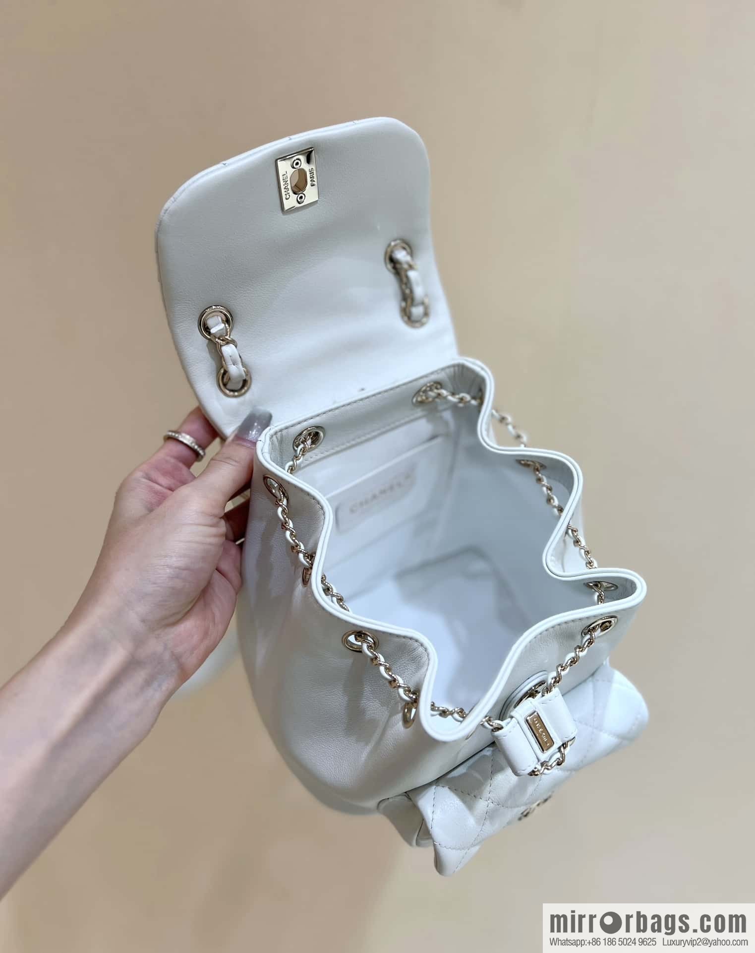 CHANEL classic ten thousand years duma small backpack AS2908 white