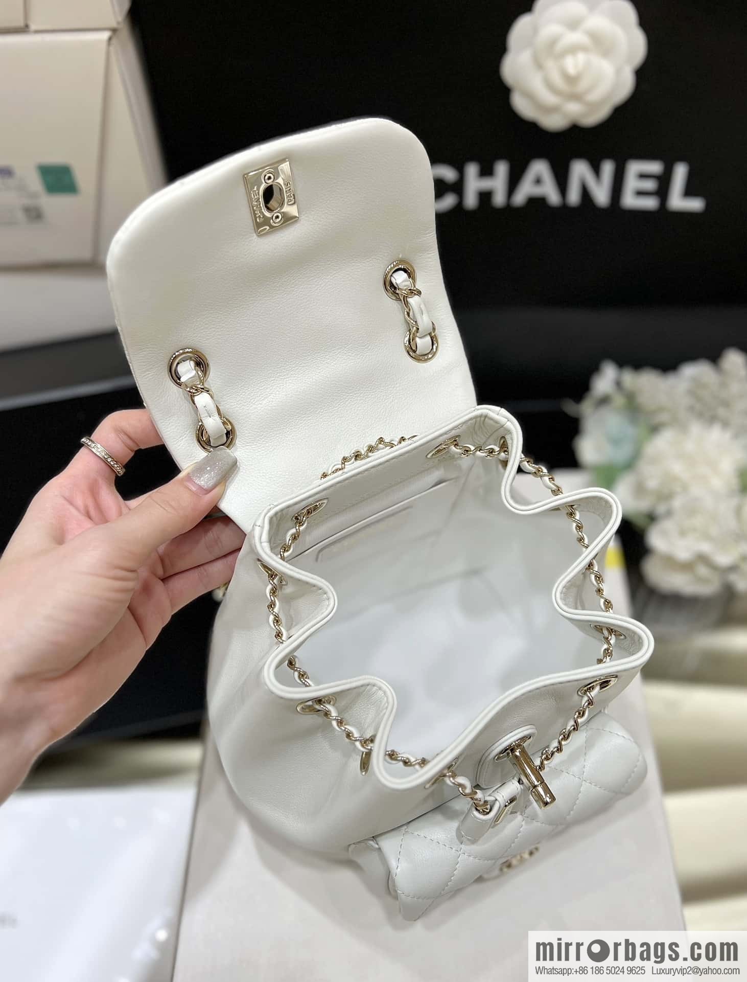 CHANEL classic ten thousand years duma small backpack AS2908 white