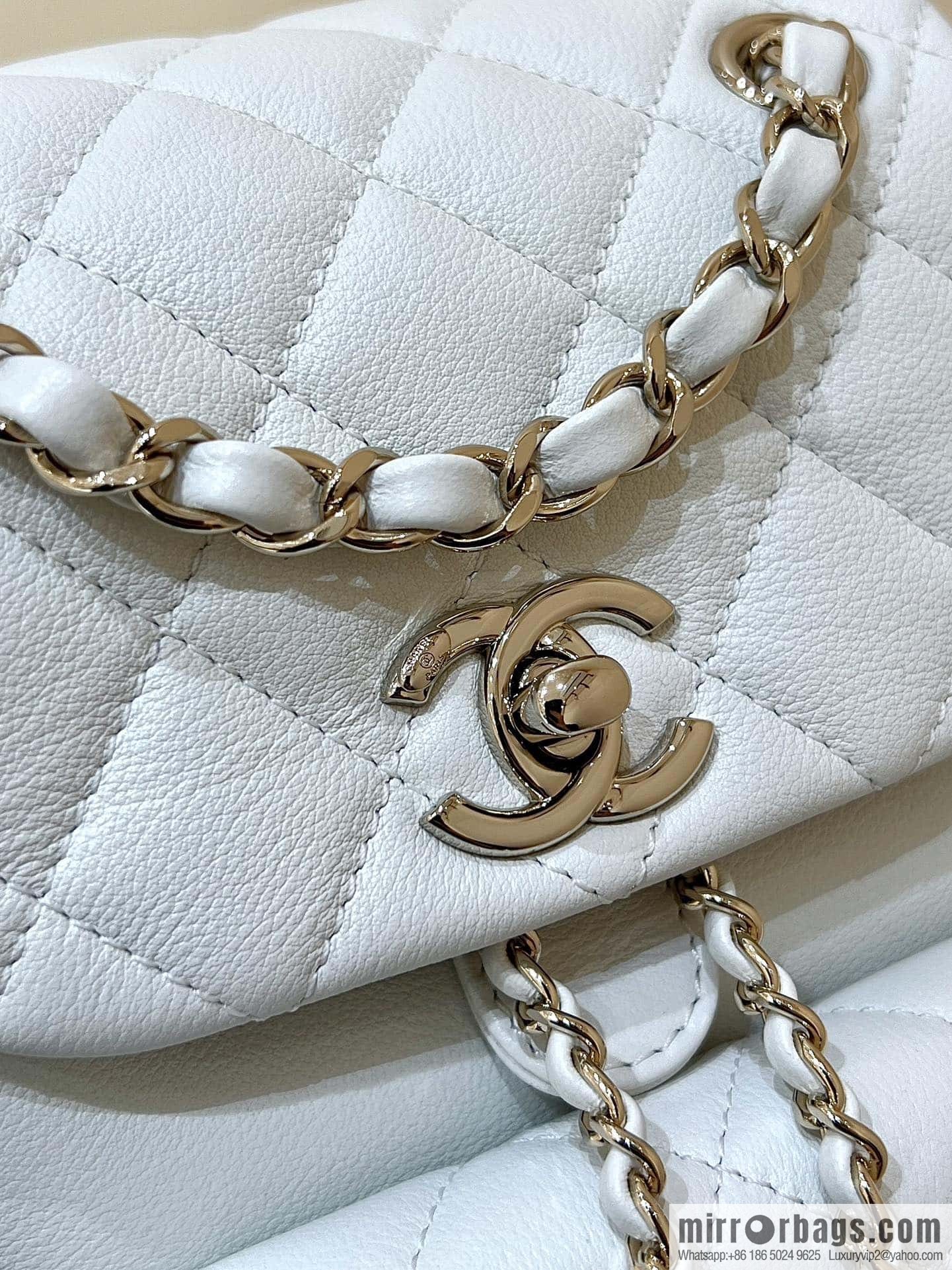 CHANEL classic ten thousand years duma small backpack AS2908 white