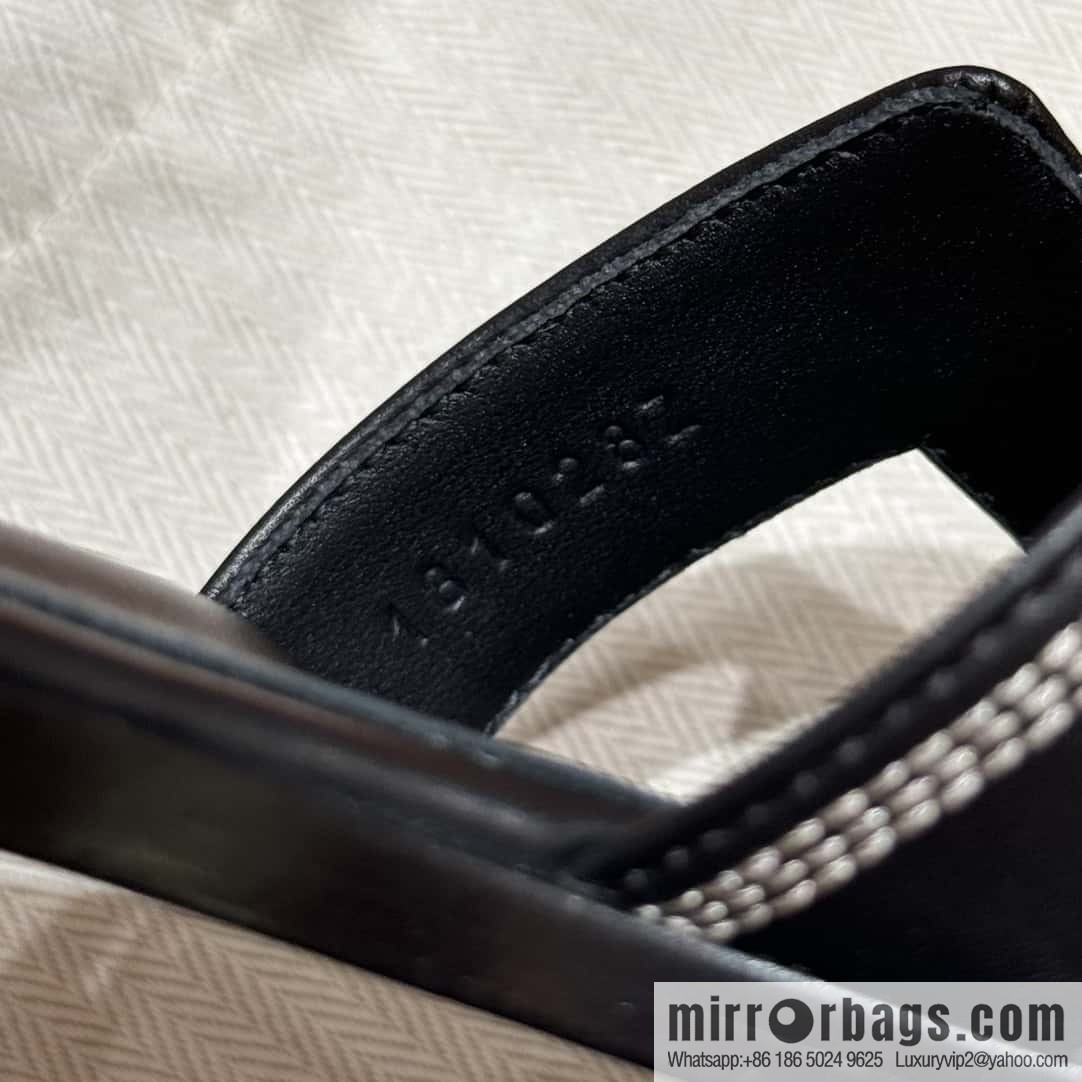 Hermès 196 Santorini sandals 50 plain/Swift black/ck89/noir