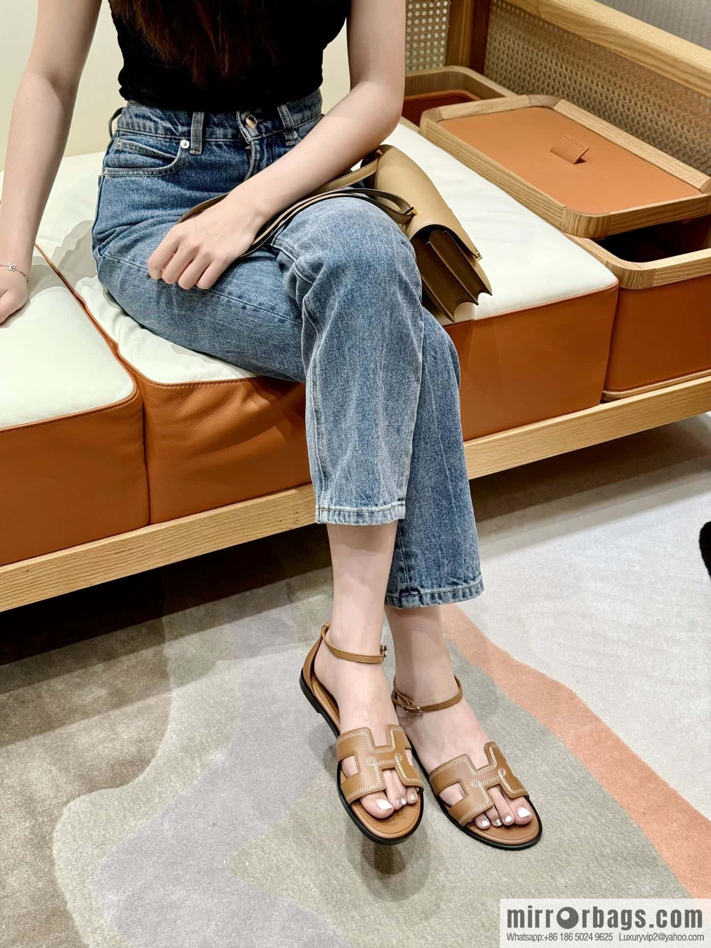 Hermès 196 Santorini sandals 50 plain/Swift gold brown/ck37/gold