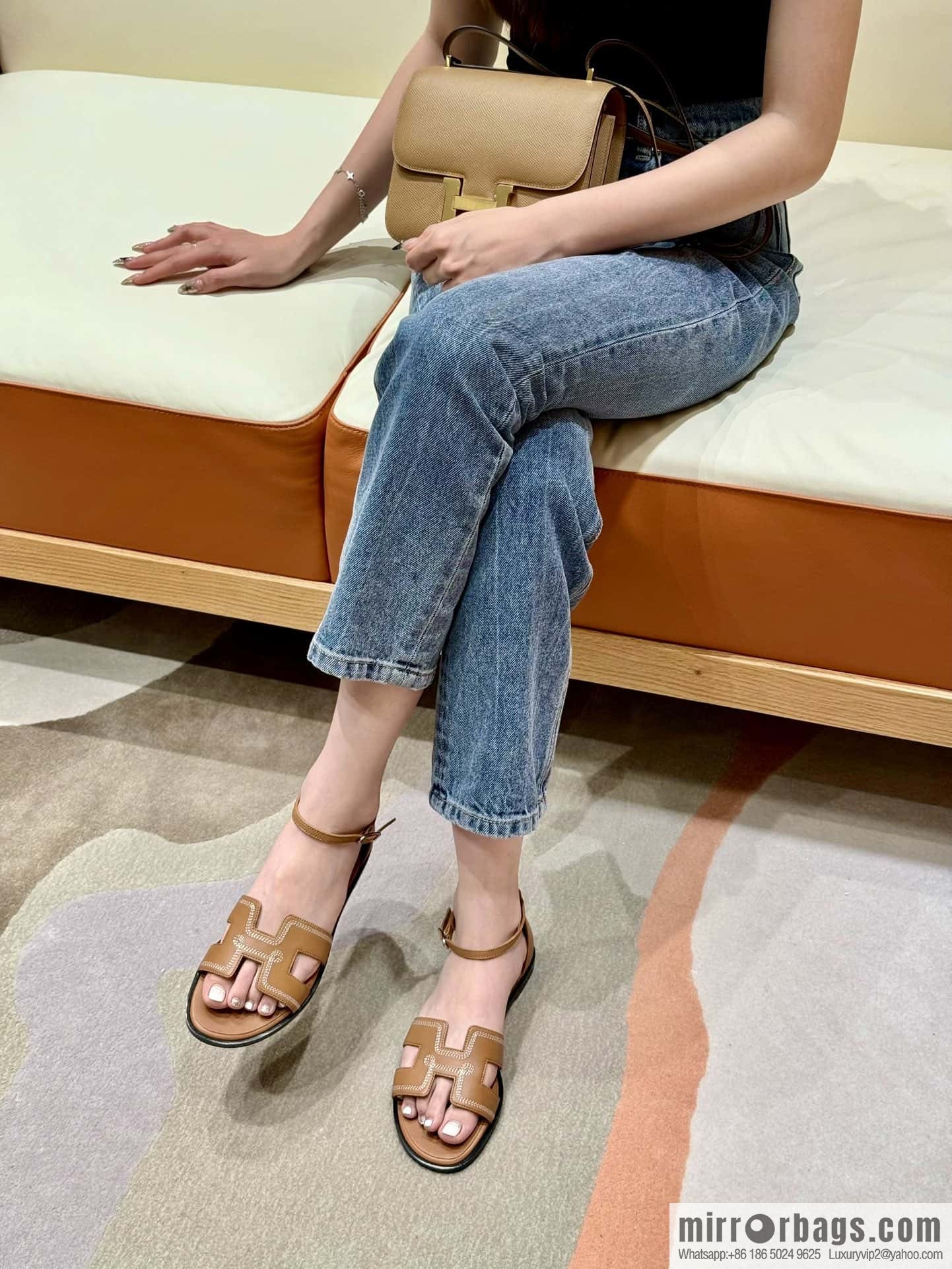 Hermès 196 Santorini sandals 50 plain/Swift gold brown/ck37/gold