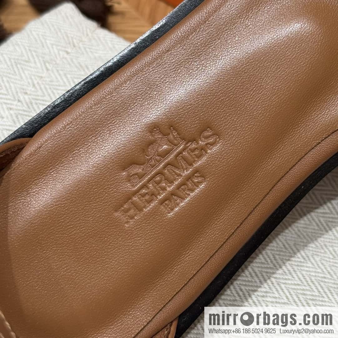 Hermès 196 Santorini sandals 50 plain/Swift gold brown/ck37/gold