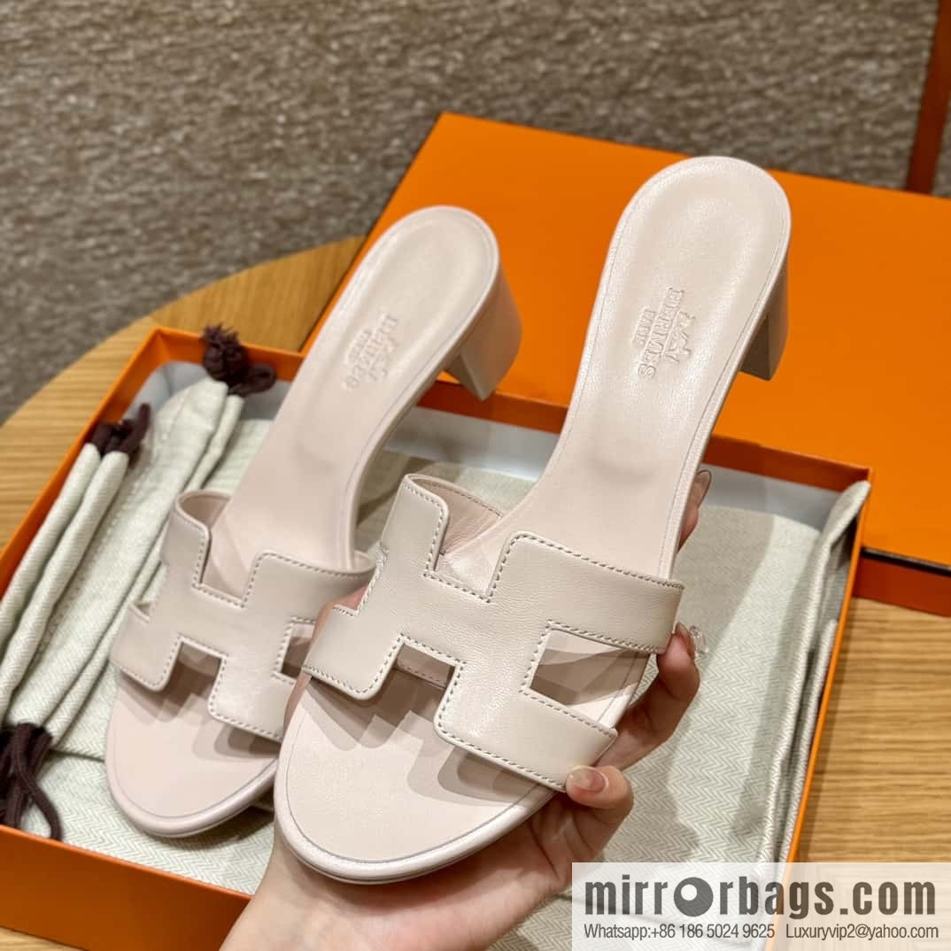 Hermès 185 Oasis high-heeled sandals, plain /Swift petal powder/Petal powder