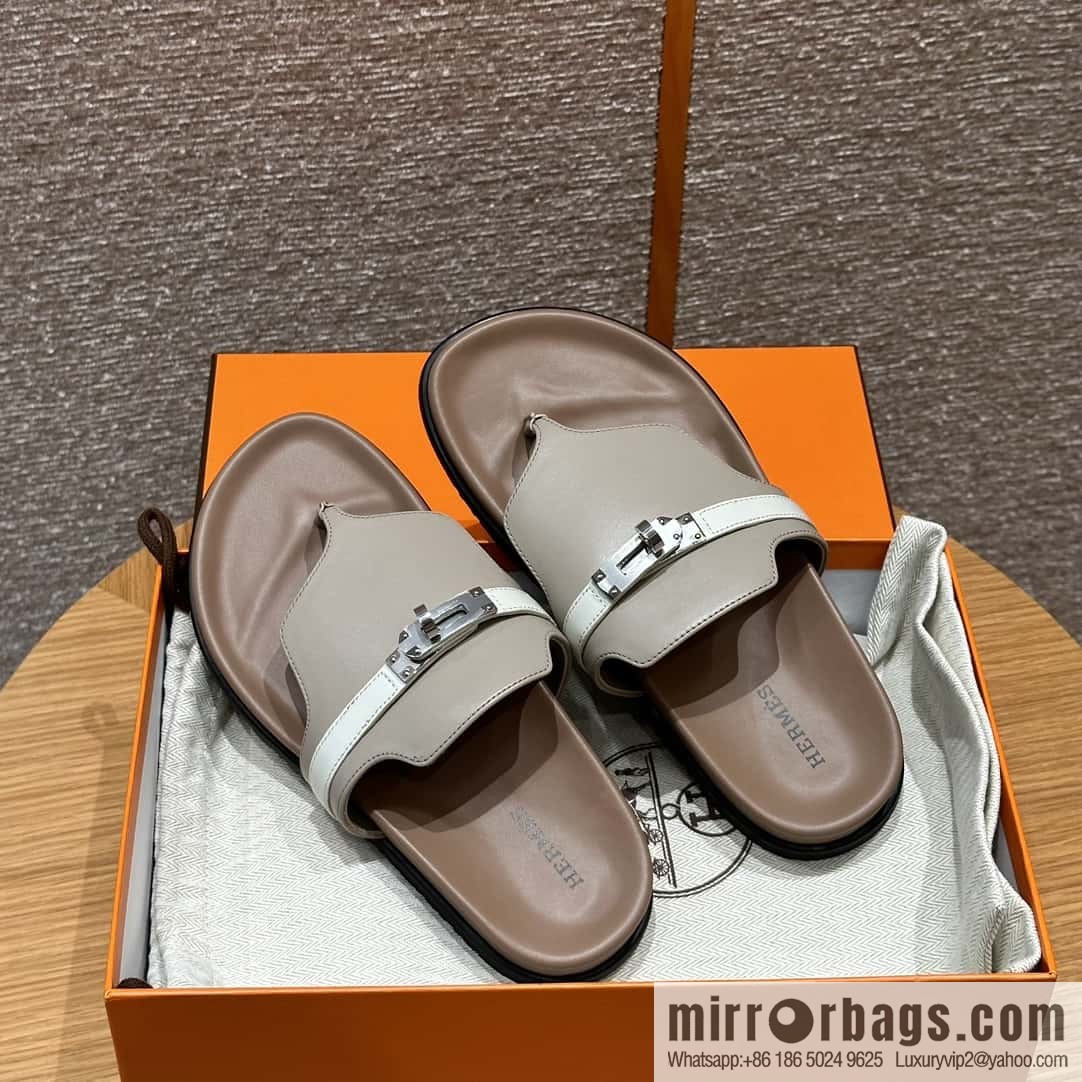 Hermès 258 Empire, plain weave/swift gray-yellow beige/Grayish-yellow beige