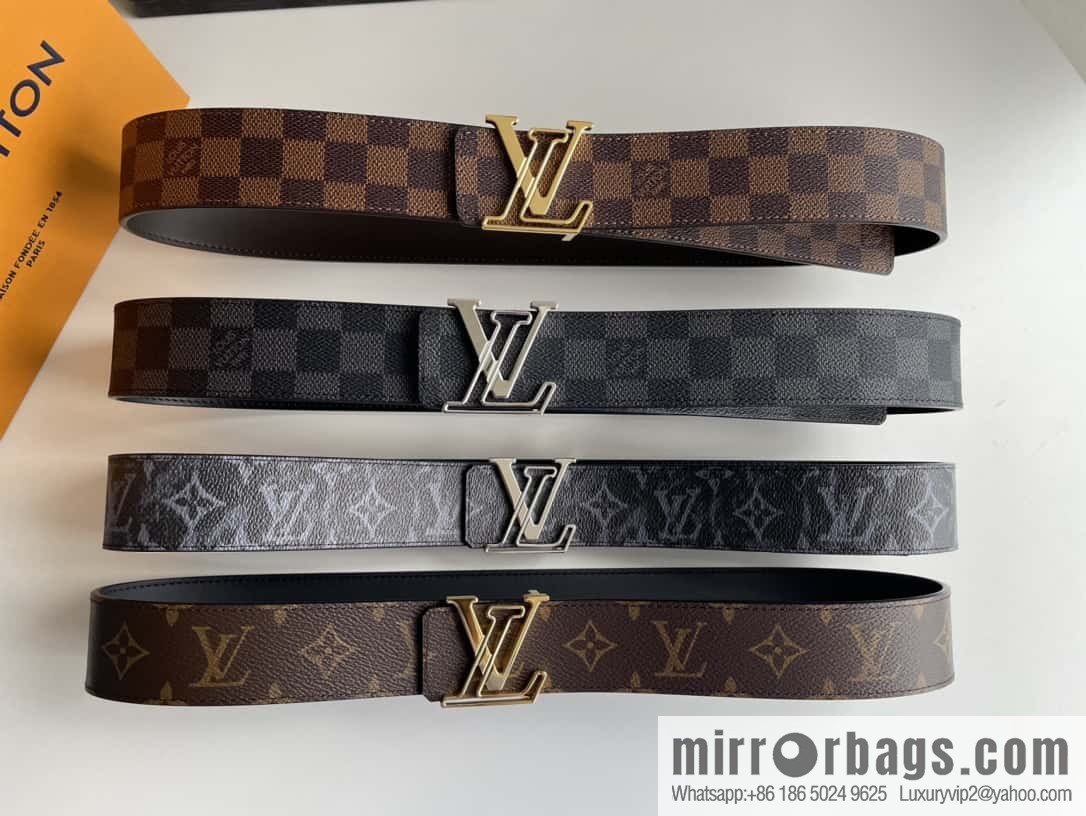 LV/Louis Vuitton Monogram Eclipse Canvas Calfskin SHAPE40mm Double Sided Belt