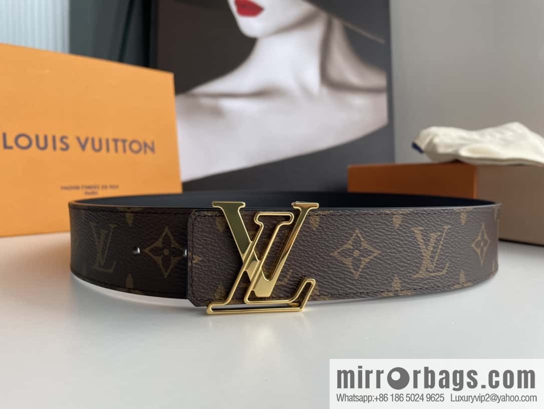 LV/Louis Vuitton Monogram Eclipse Canvas Calfskin SHAPE40mm Double Sided Belt