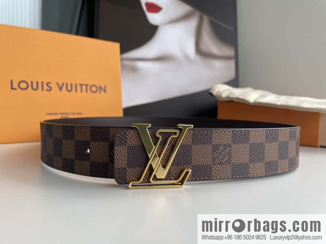 LV/Louis Vuitton Monogram Eclipse Canvas Calfskin SHAPE40mm Double Sided Belt