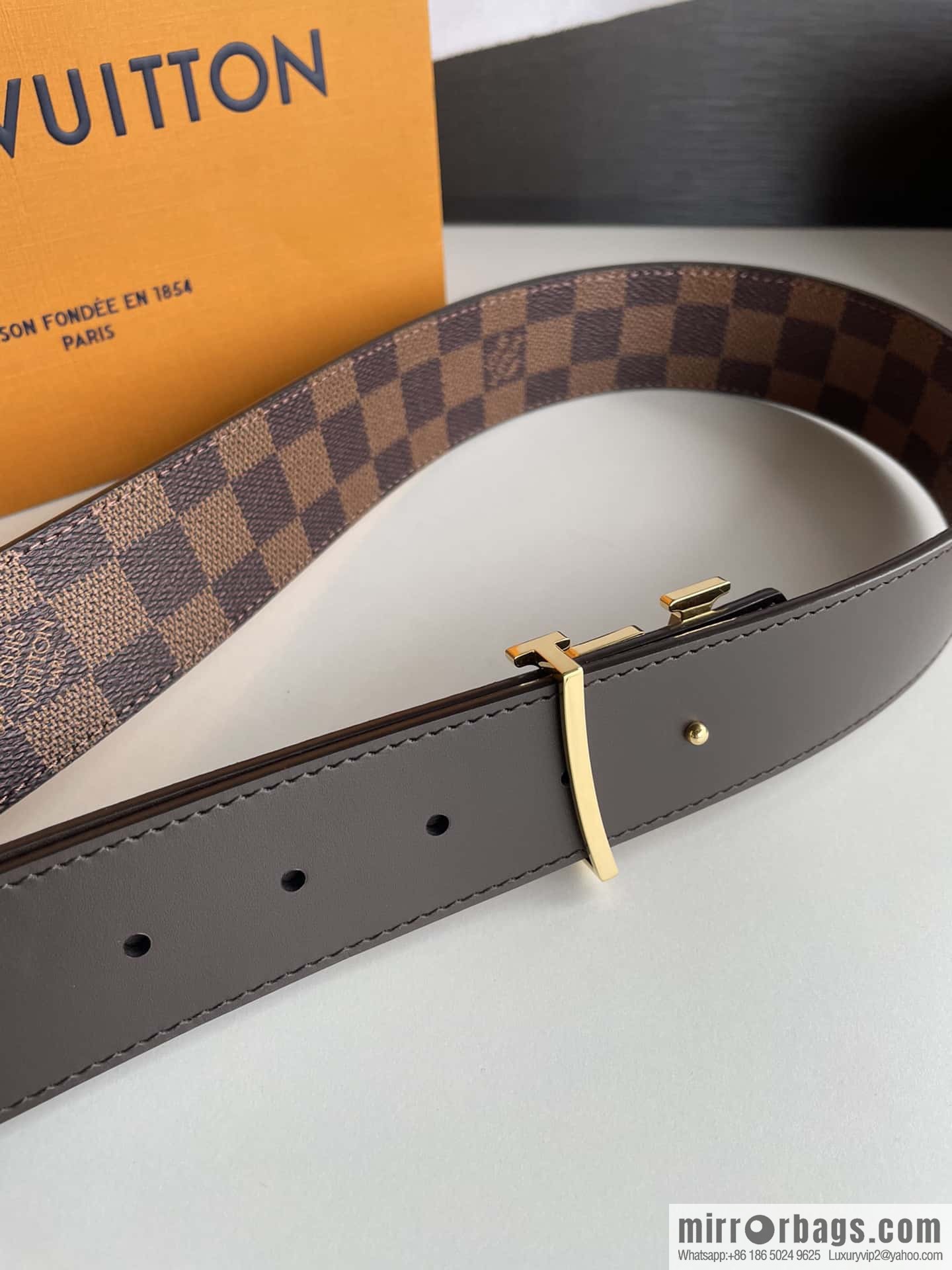 LV/Louis Vuitton Monogram Eclipse Canvas Calfskin SHAPE40mm Double Sided Belt