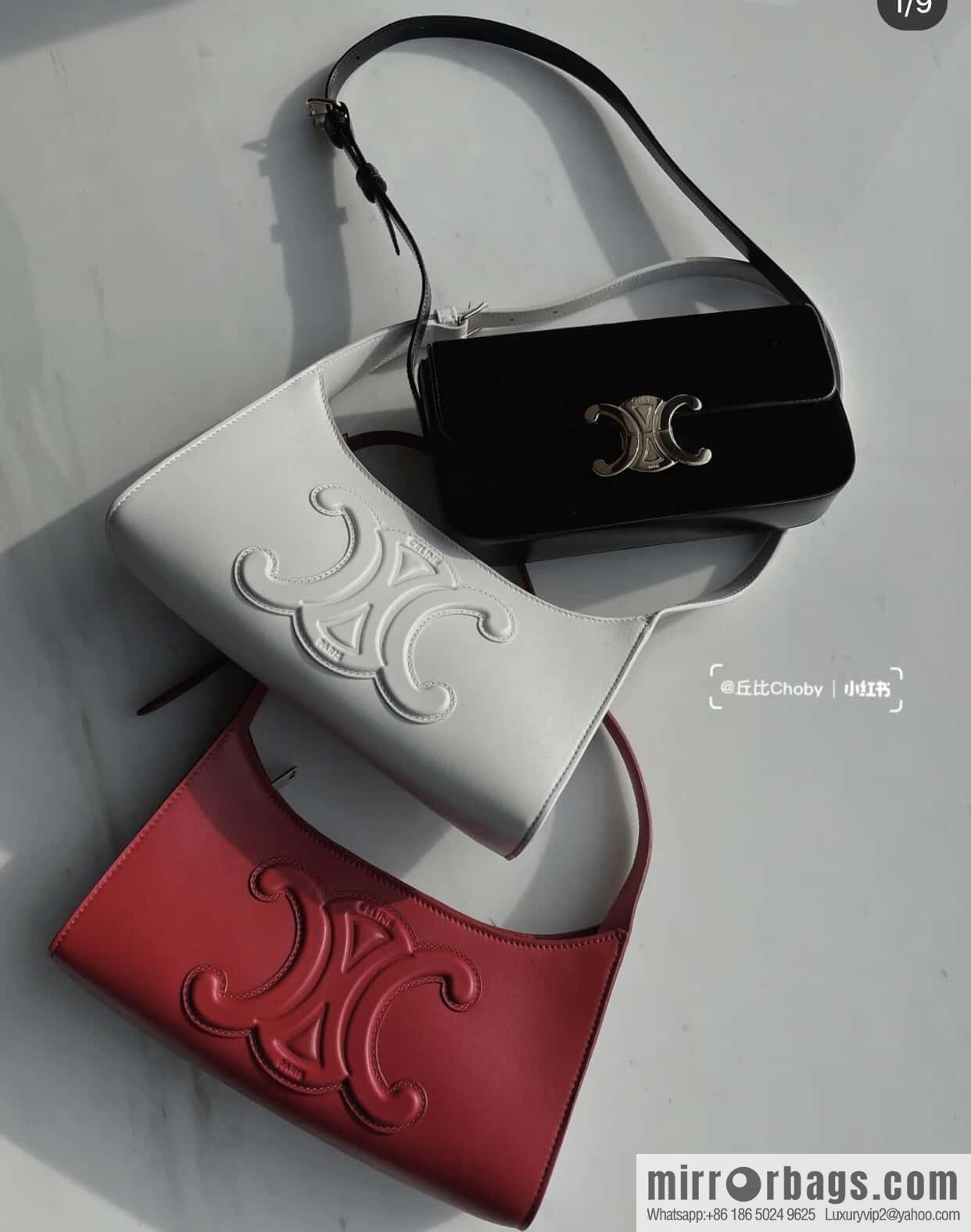 CELINE's new armpit bag series TRIOMPHE handbag 198153 red