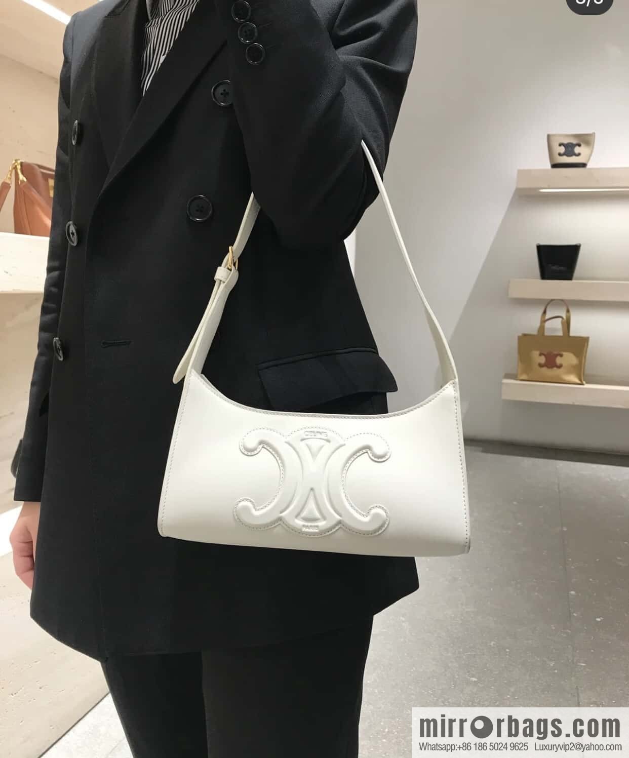 CELINE's new armpit bag collection TRIOMPHE handbag 198153 white