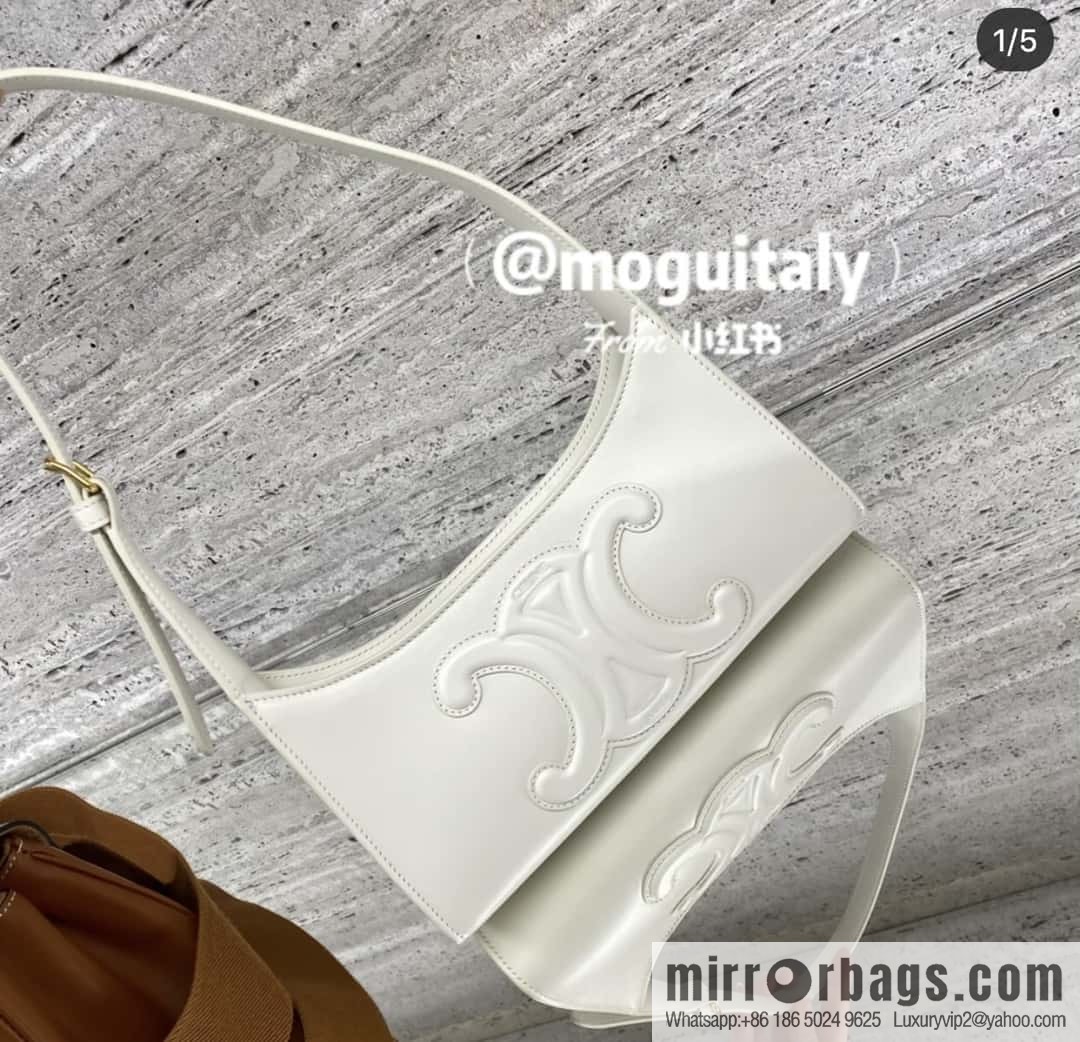 CELINE's new armpit bag collection TRIOMPHE handbag 198153 white
