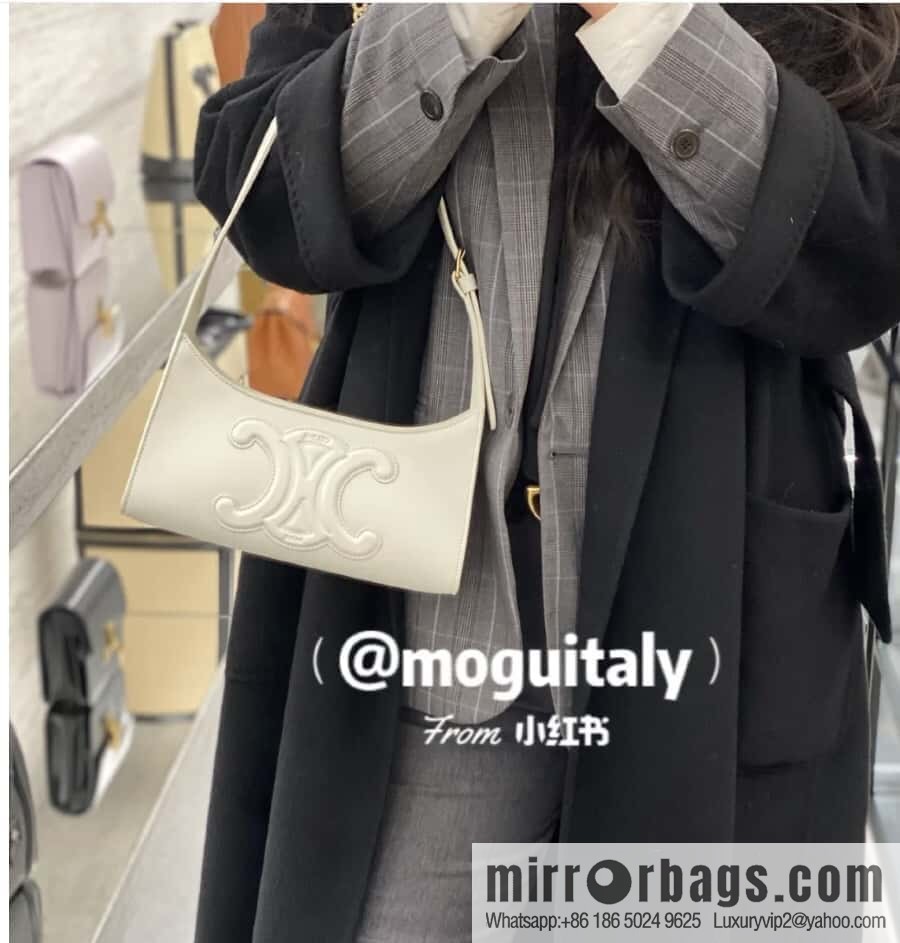CELINE's new armpit bag collection TRIOMPHE handbag 198153 white