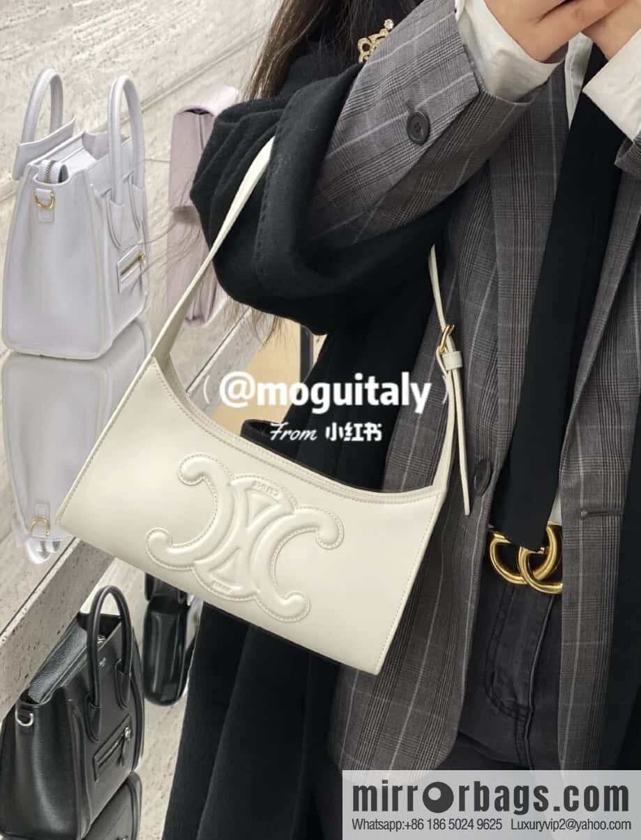 CELINE's new armpit bag collection TRIOMPHE handbag 198153 white