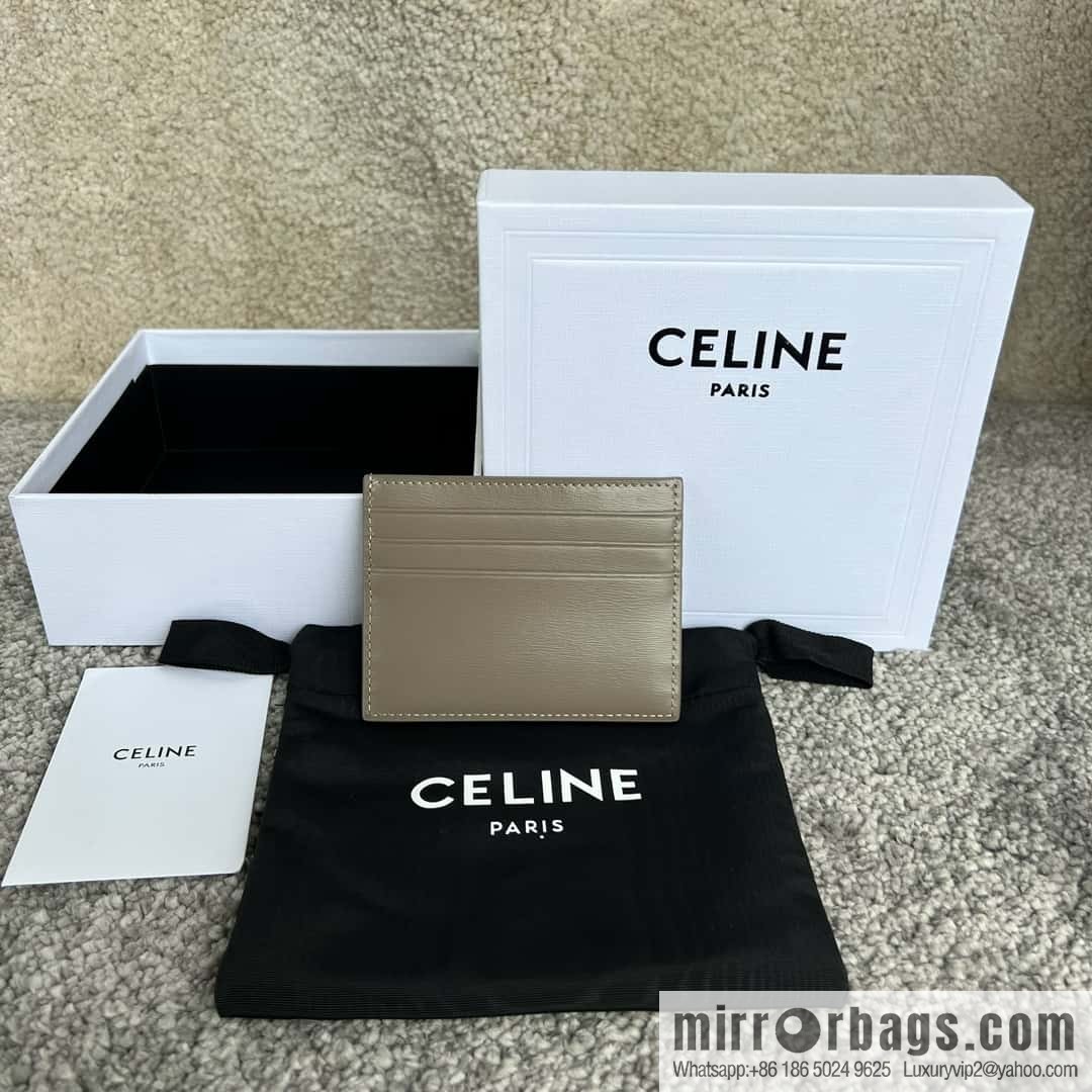 CELINE TRIOMPHE glossy cow leather (fabric) card holder 10L833 grey