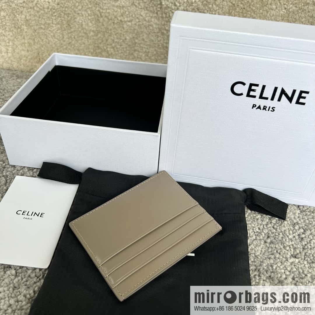 CELINE TRIOMPHE glossy cow leather (fabric) card holder 10L833 grey
