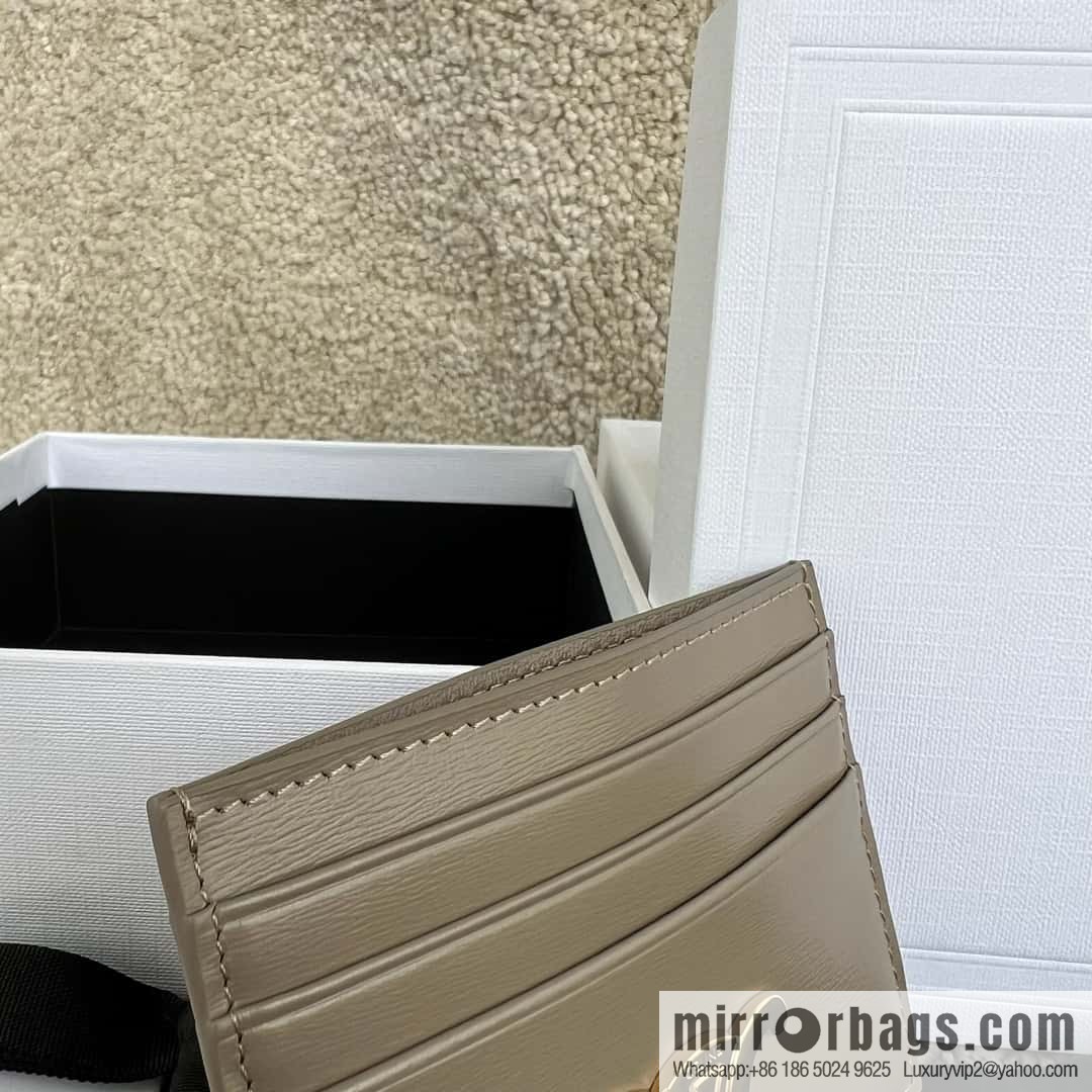CELINE TRIOMPHE glossy cow leather (fabric) card holder 10L833 grey