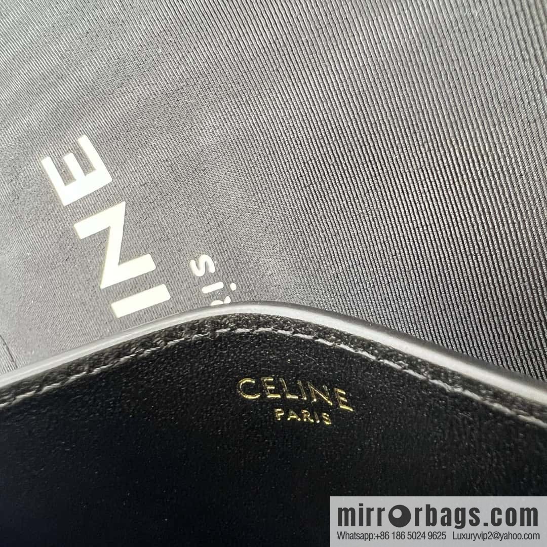 CELINE TRIOMPHE glossy cow leather (fabric) card holder 10L833 black