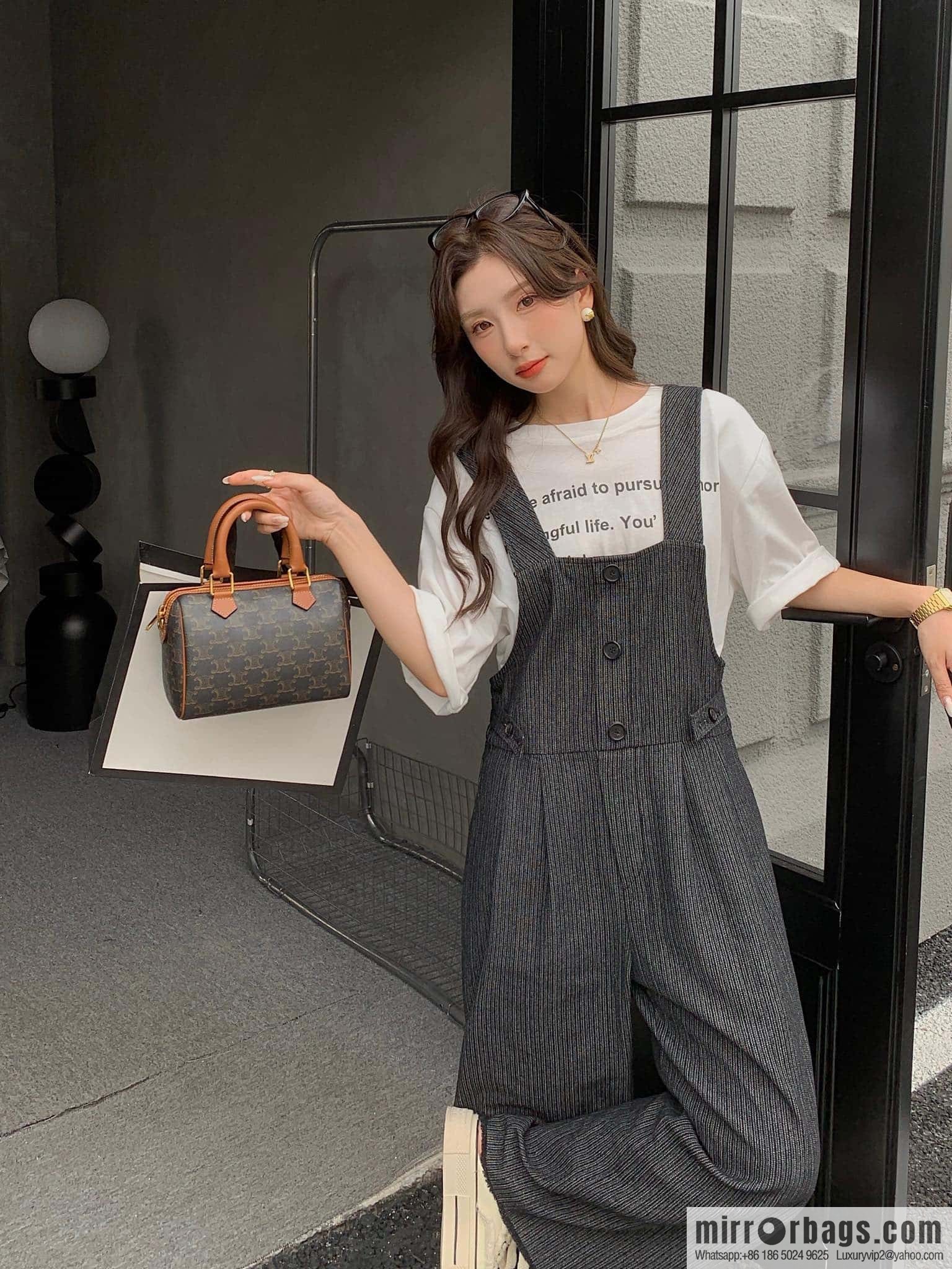 CELINE small logo printed cow leather (fabric) Boston bag 113772 old color