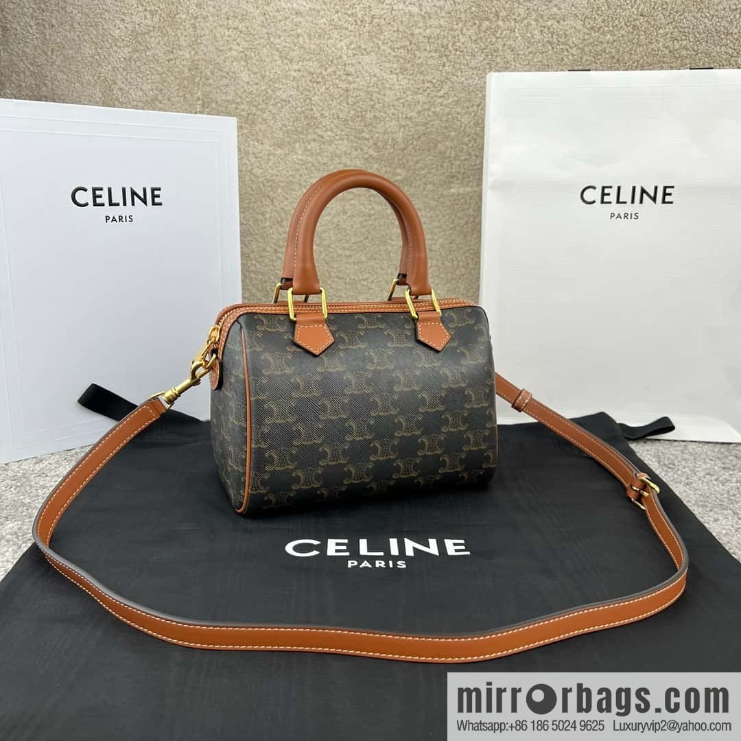 CELINE small logo printed cow leather (fabric) Boston bag 113772 old color