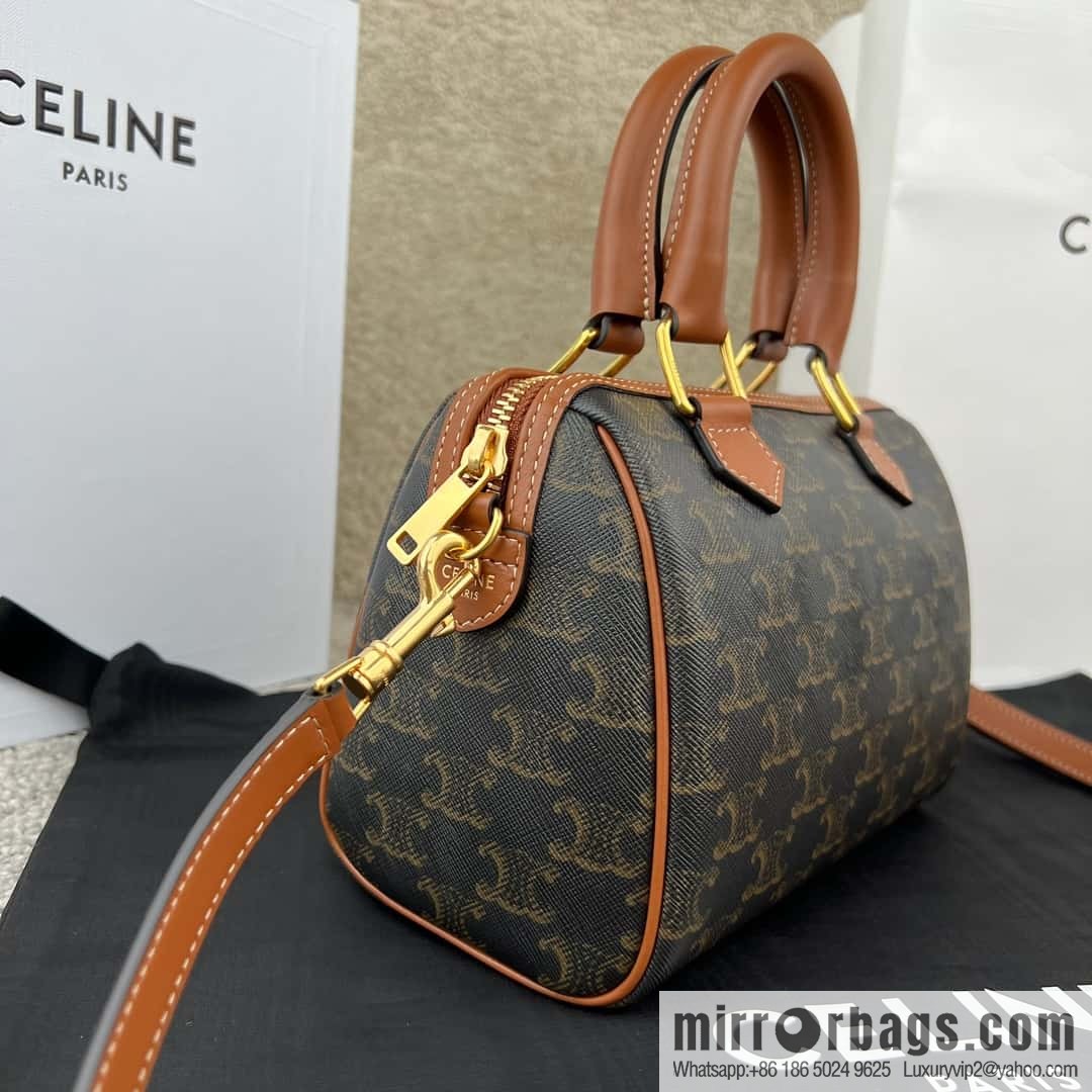 CELINE small logo printed cow leather (fabric) Boston bag 113772 old color