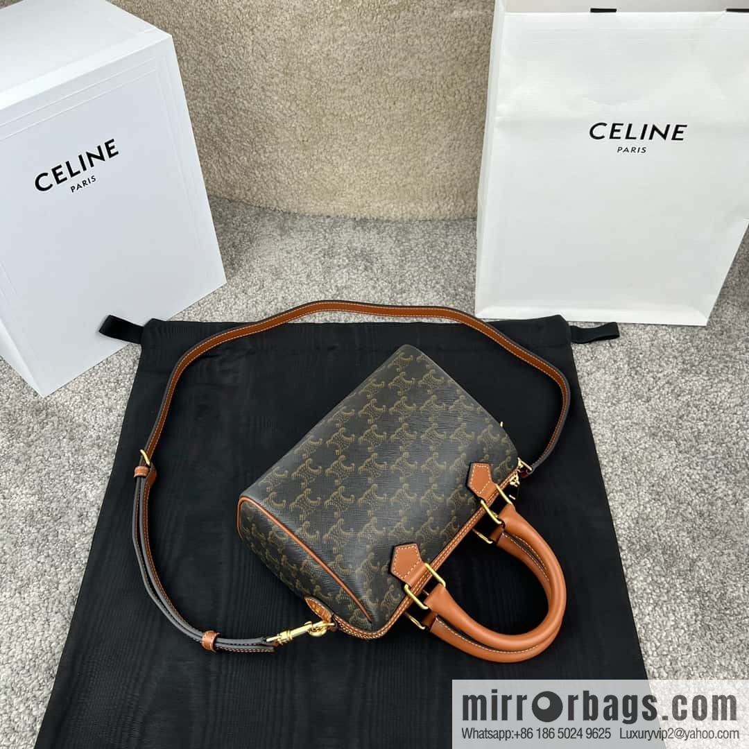 CELINE small logo printed cow leather (fabric) Boston bag 113772 old color