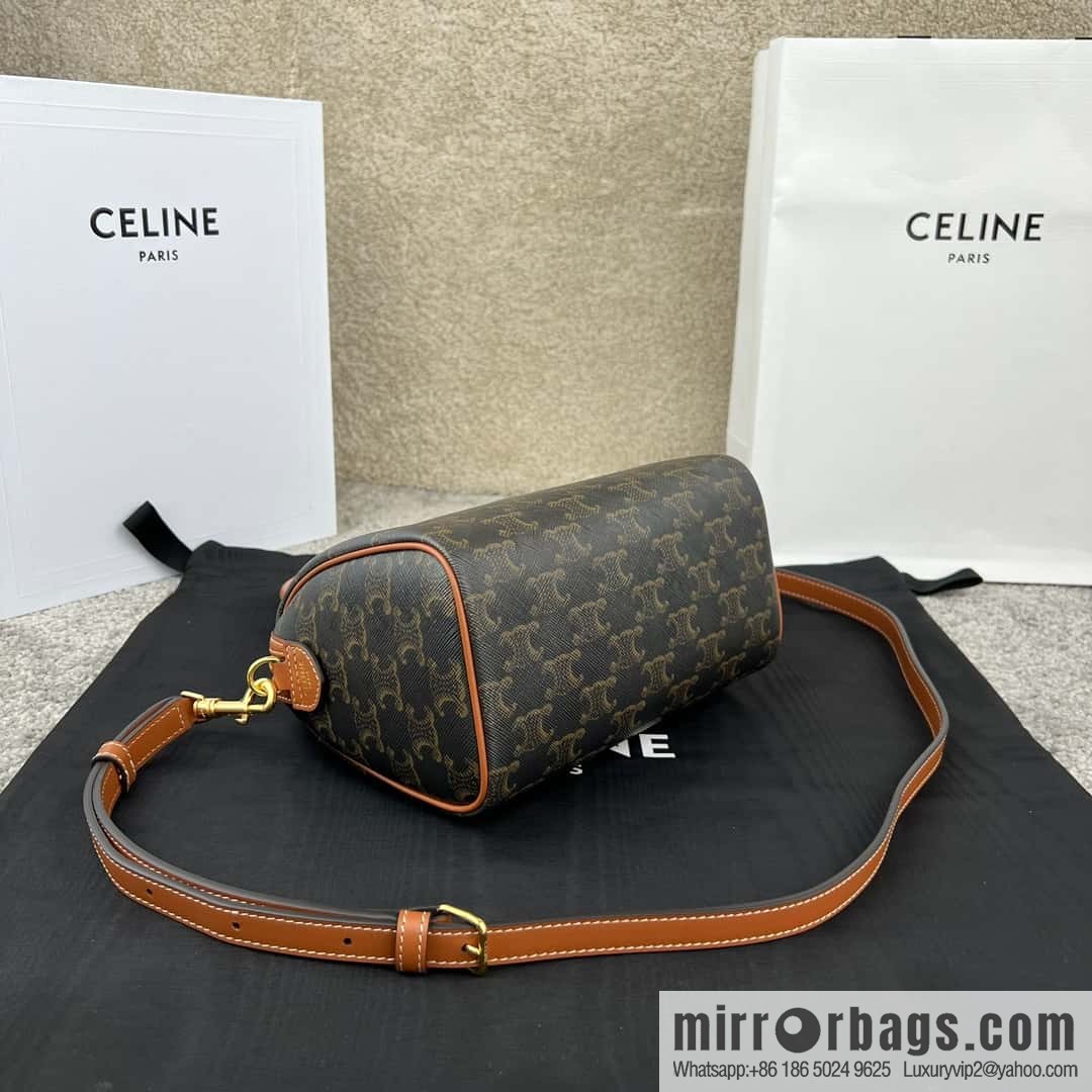 CELINE small logo printed cow leather (fabric) Boston bag 113772 old color